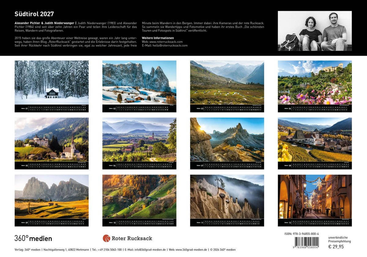 Südtirol Premiumkalender 2027 – Ansicht