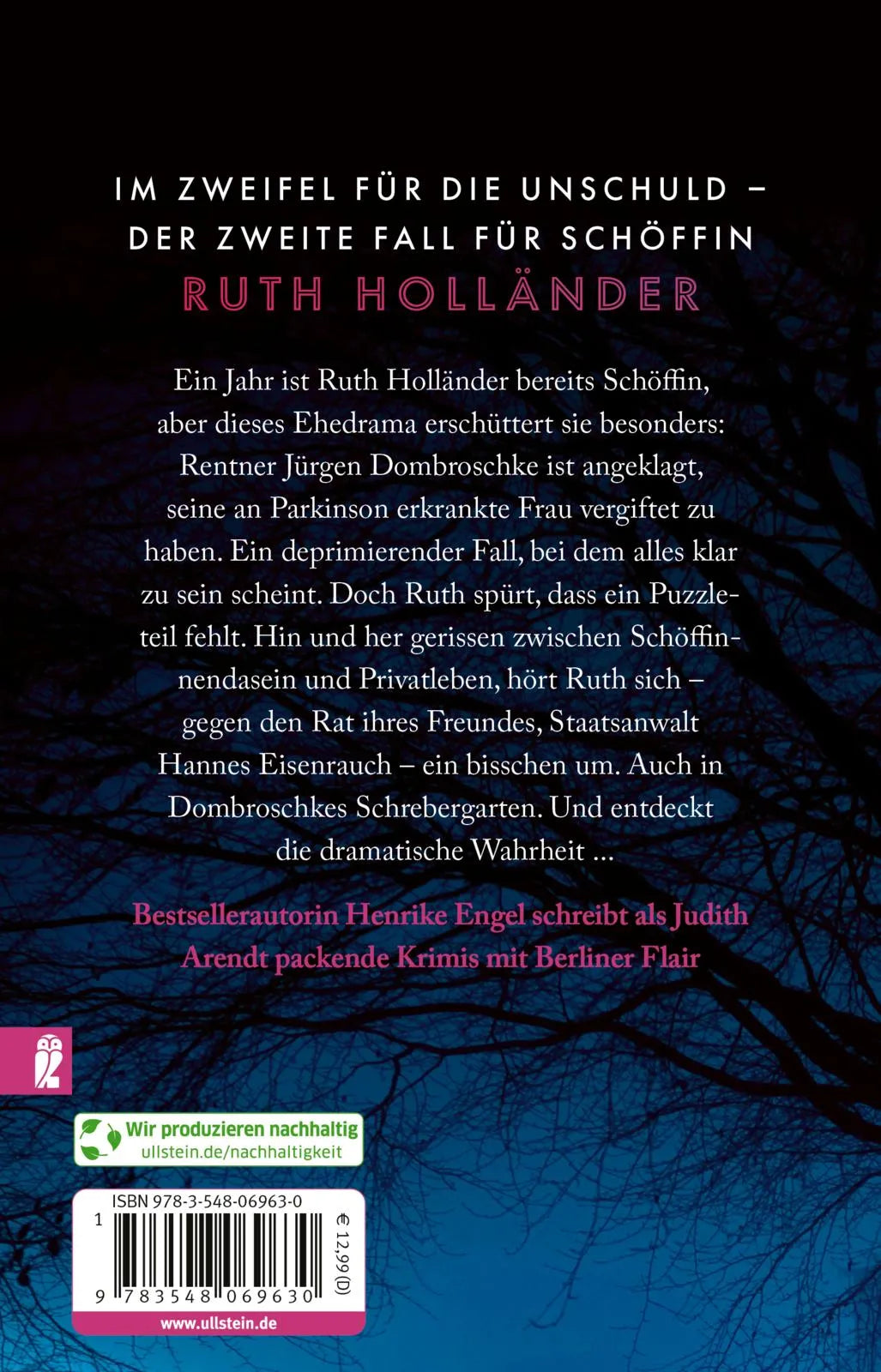 Buchrückseite von 'Sündenbock' mit Klappentext - Taschenbuch