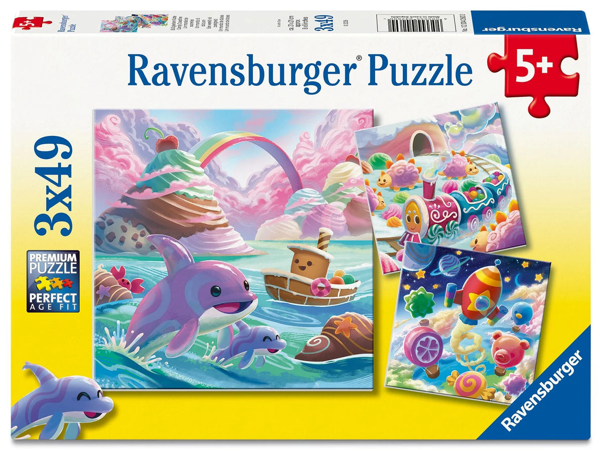 Kinderpuzzle: Kinderpuzzle 3x49 Teile - Süßigkeiten Küste