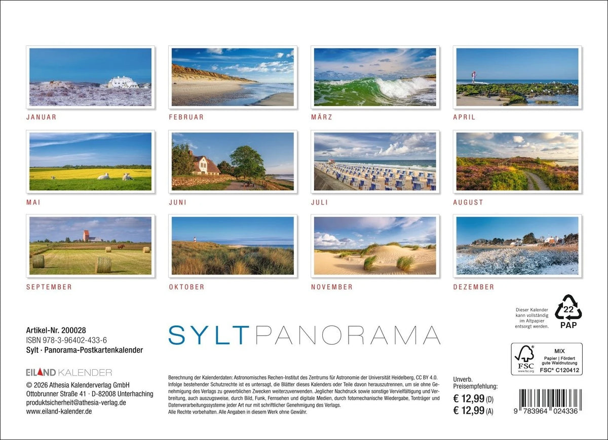 Sylt Panorama-Postkartenkalender 2027 - Hans Jessel – Ansicht