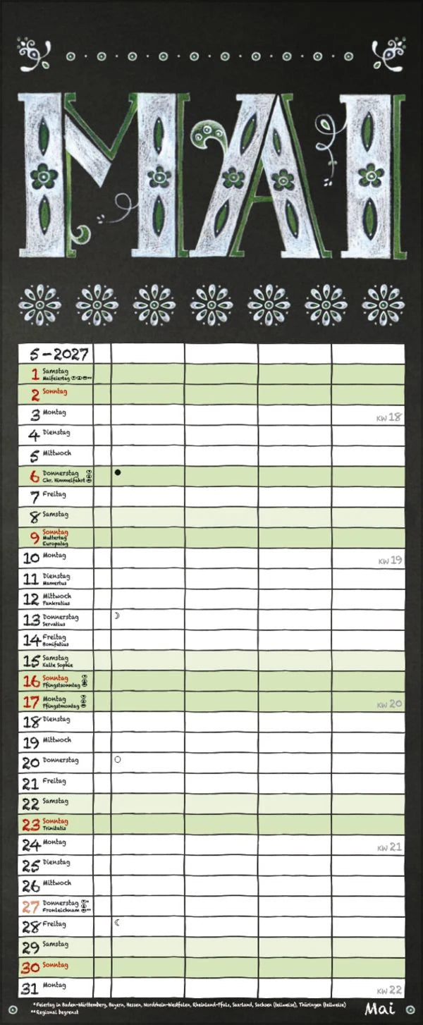 Tafel Timer 2027 – Ansicht