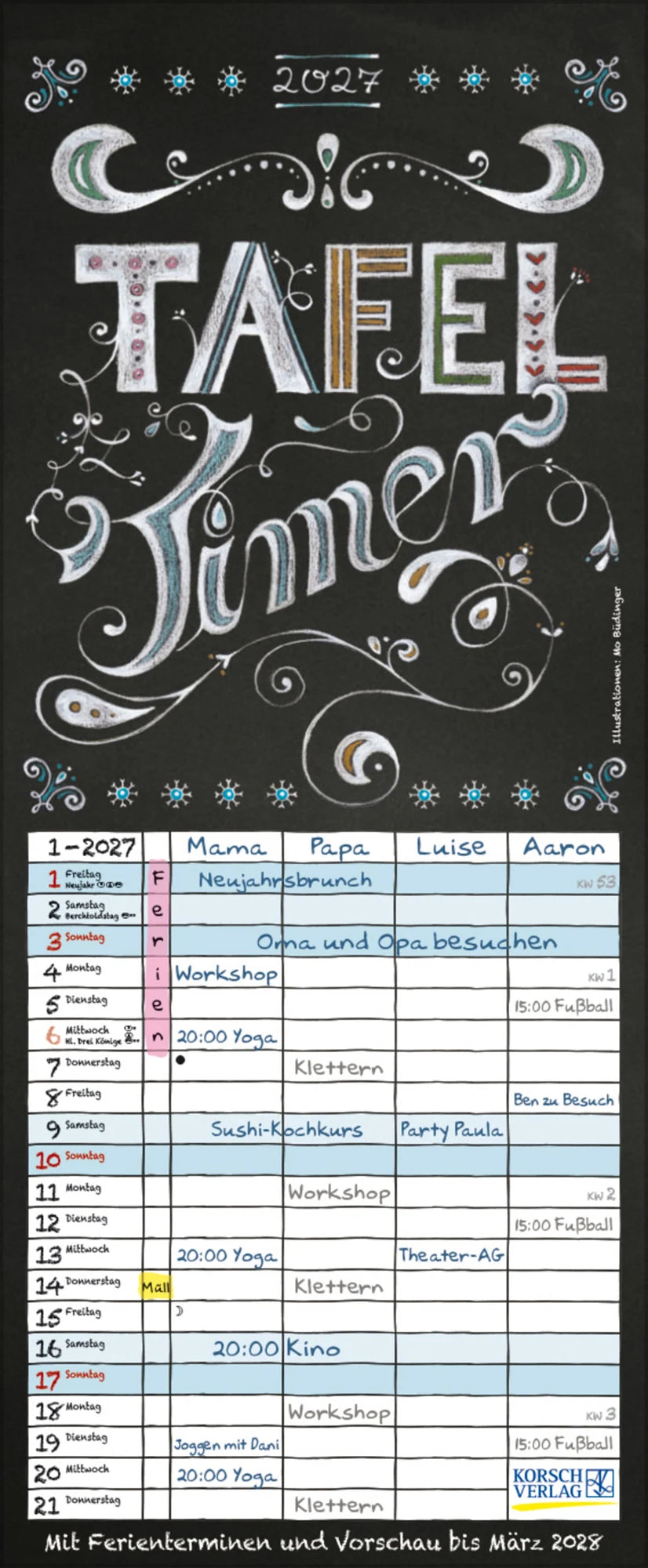 Taschenkalender: Tafel Timer 2027