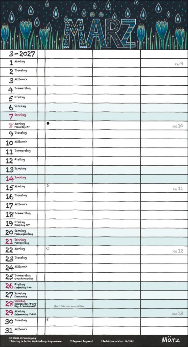 Tafeltimer für 2 mit Zetteltasche 2027 – Ansicht