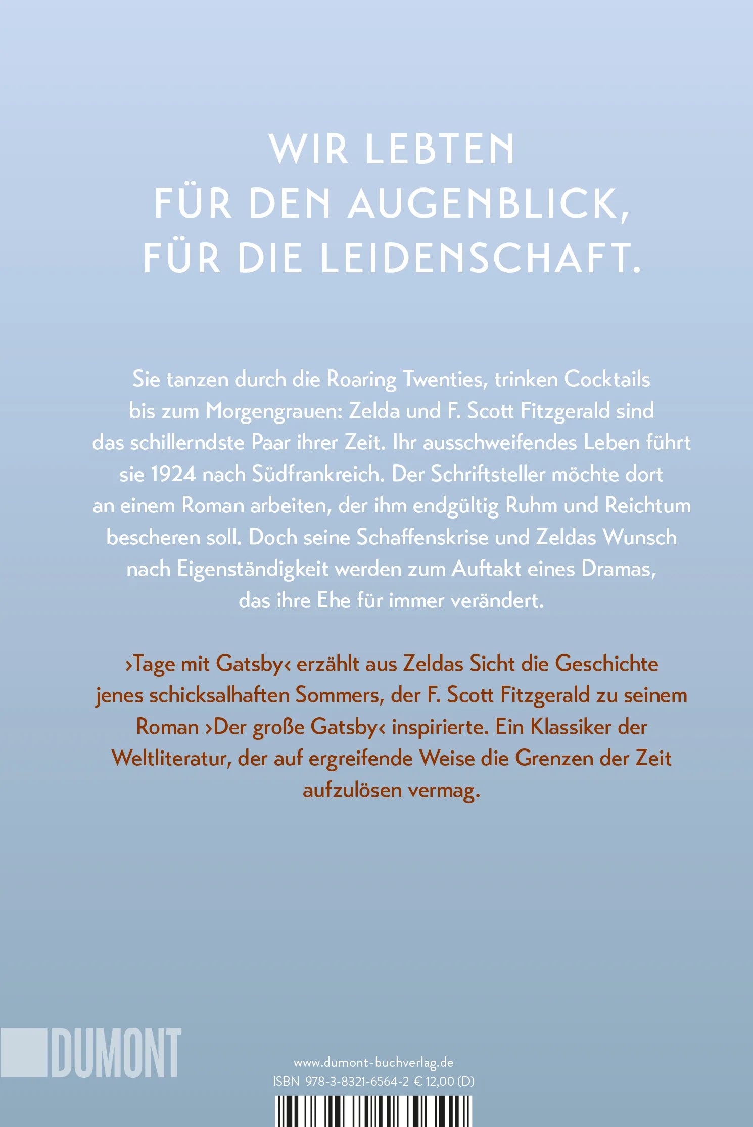 Buchrückseite von 'Tage mit Gatsby' mit Klappentext - Taschenbuch