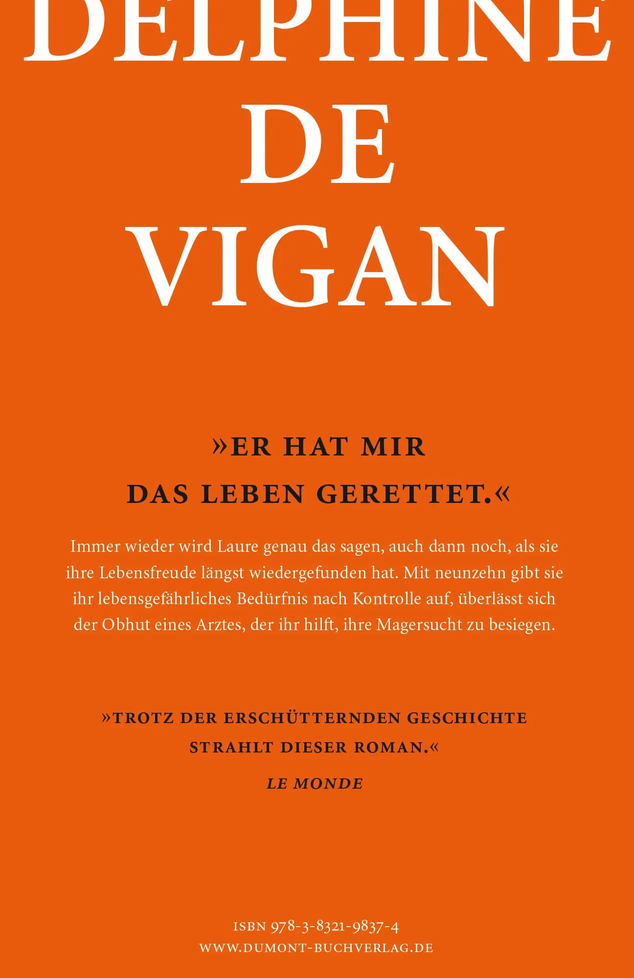 Buchrückseite von 'Tage ohne Hunger' mit Klappentext - Gebundene Ausgabe