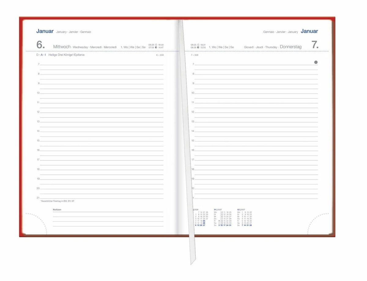 Tages-Cheftimer A5, rot 2027 – Ansicht