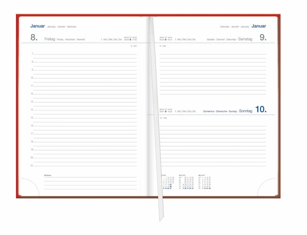 Tages-Cheftimer A5, rot 2027 – Ansicht