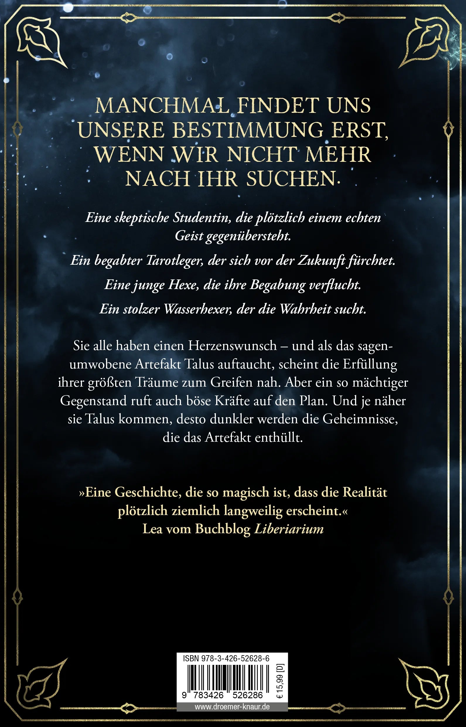 Buchrückseite von 'Talus' mit Klappentext - Paperback