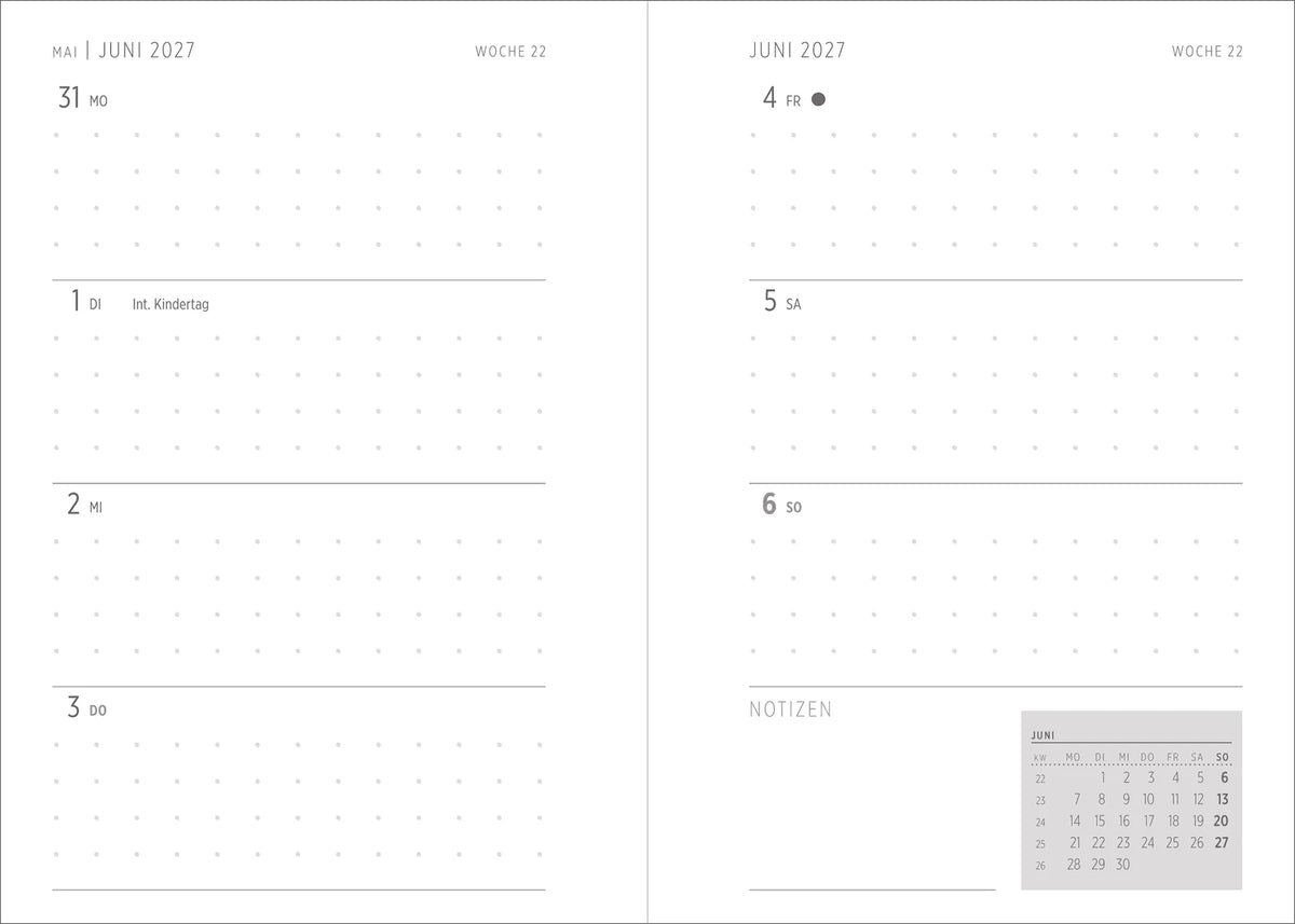 Taschenkalender A6 2027: Blütenmotiv, bestickt, pink – Ansicht
