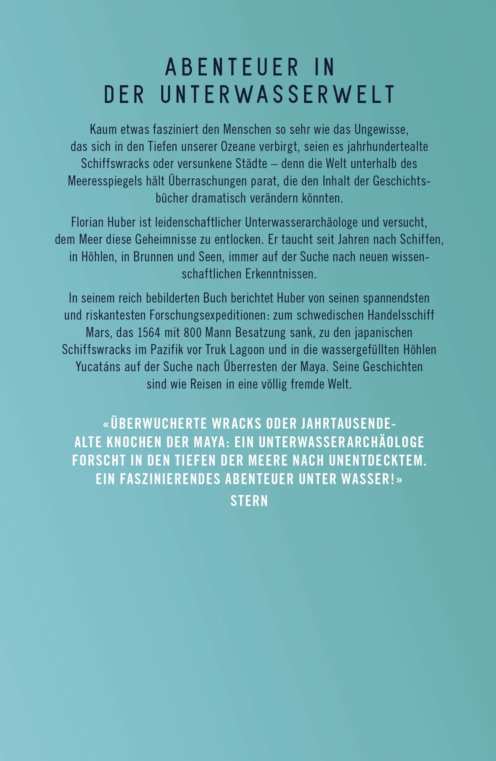 Buchrückseite von 'Tauchgang ins Totenreich' mit Klappentext - Gebundene Ausgabe