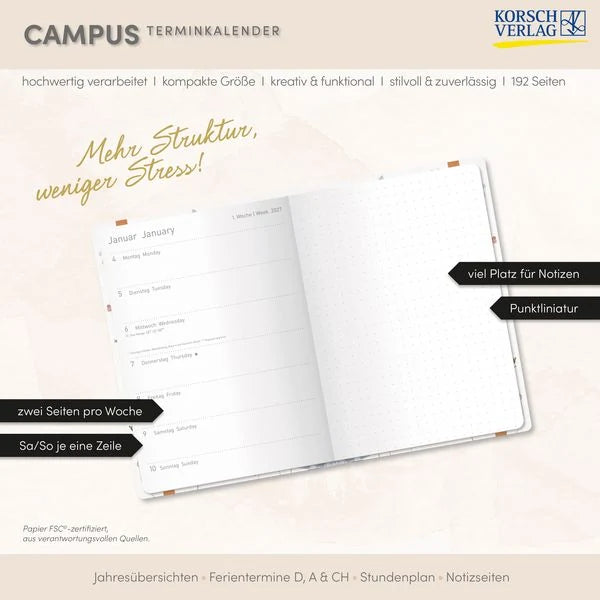 Terminkalender Campus Schmetterlinge 18 Monate 2027/2028 – Ansicht