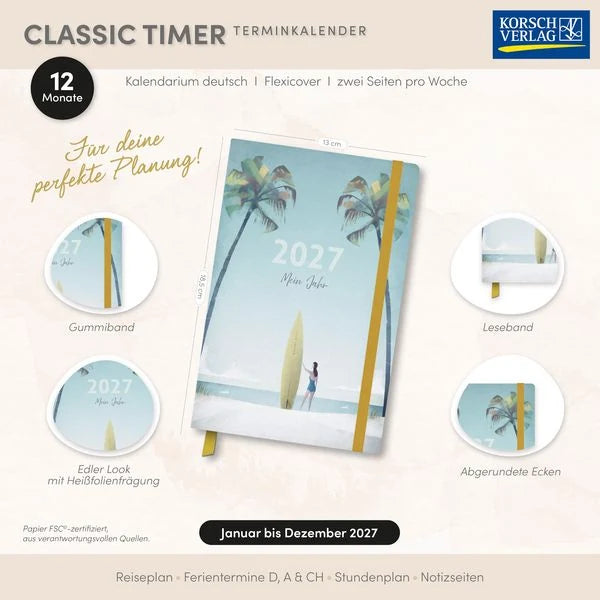Terminkalender Classic Timer Beach 2027 – Ansicht