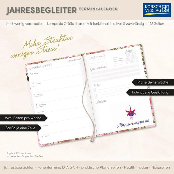 Terminkalender Jahresbegleiter Selfcare 2027 – Ansicht
