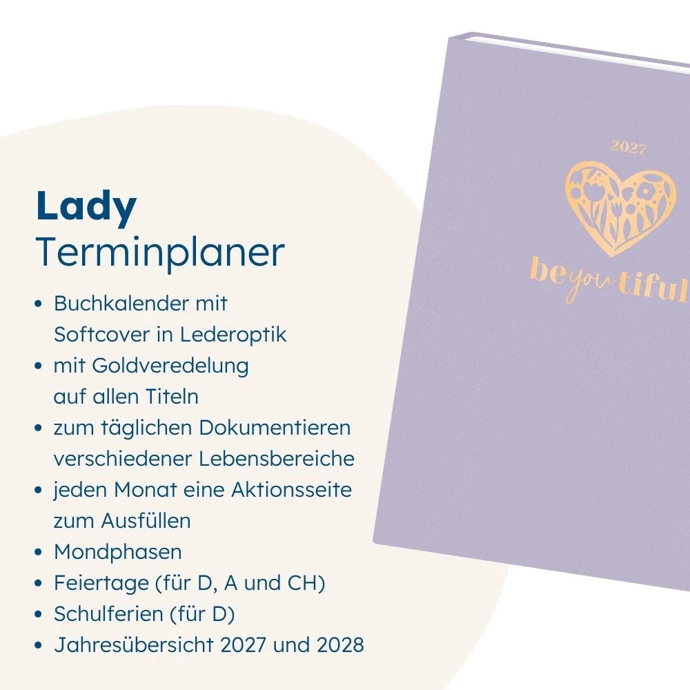 Terminplaner Lady Softcover 2027 Be you tiful – Ansicht