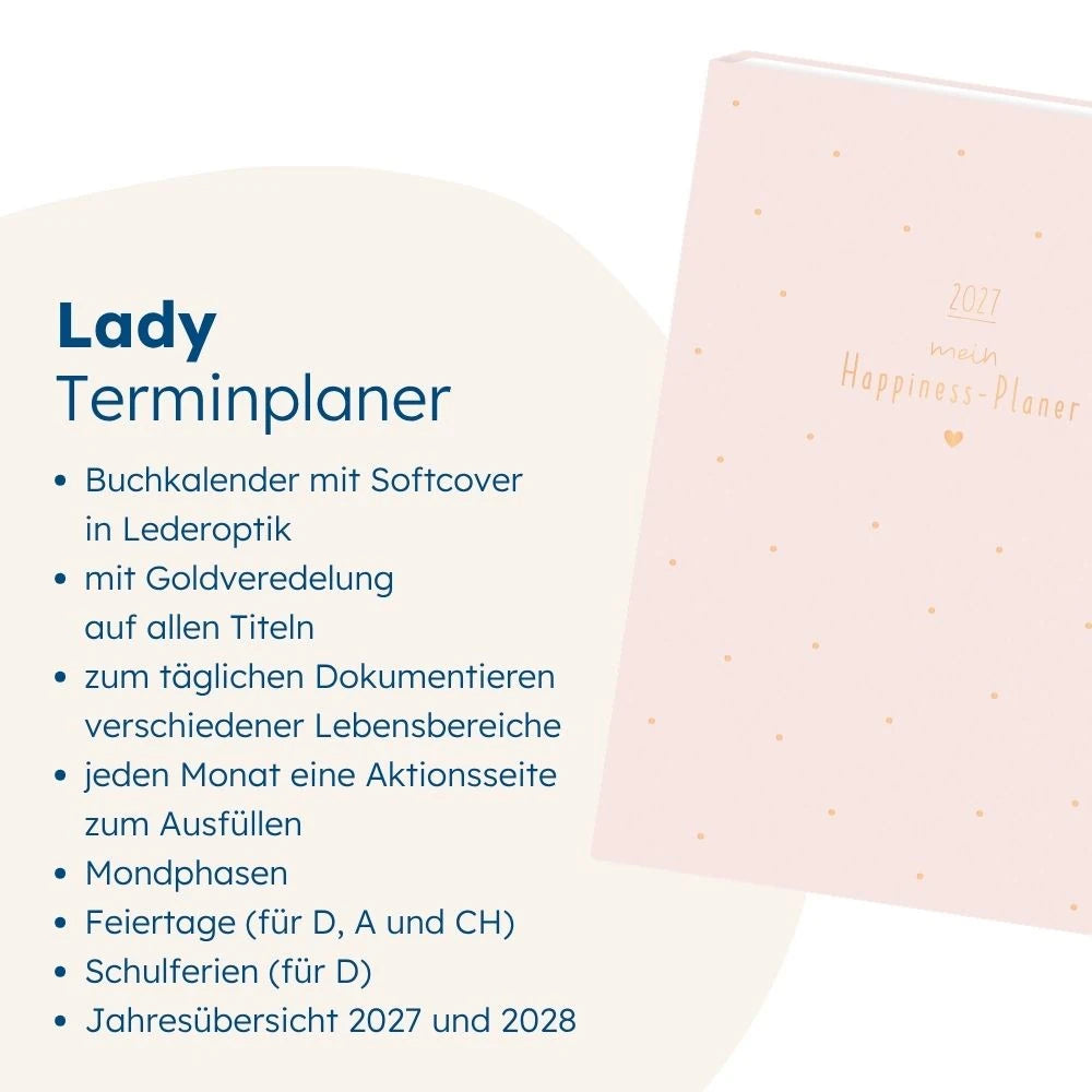 Terminplaner Lady Softcover 2027 Mein Happiness-Planer – Ansicht