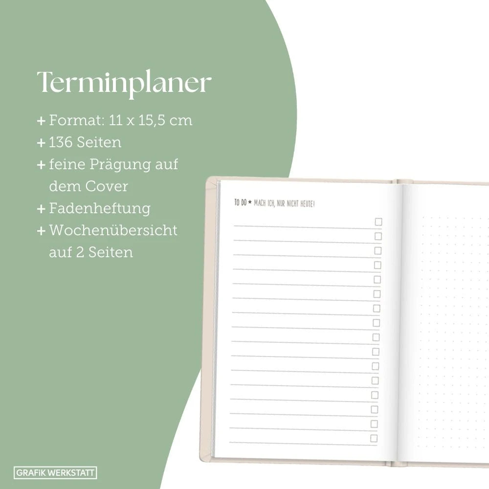 Terminplaner Lederlook 2027 Beige – Ansicht