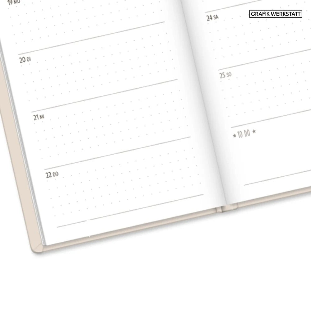 Terminplaner Lederlook 2027 Beige – Ansicht