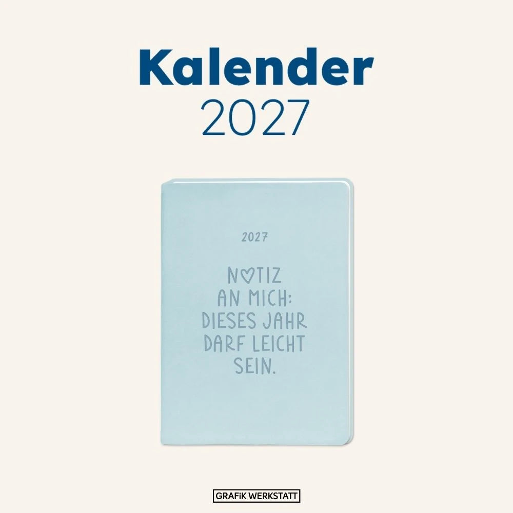 Terminplaner Lederlook 2027 Hellblau – Ansicht