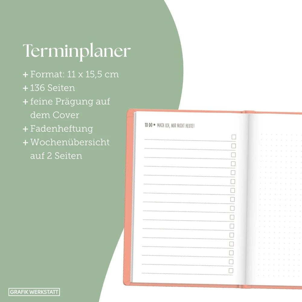 Terminplaner Lederlook 2027 Peach – Ansicht