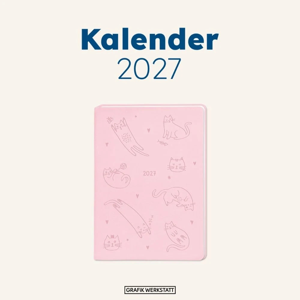 Terminplaner Lederlook 2027 Rosa – Ansicht