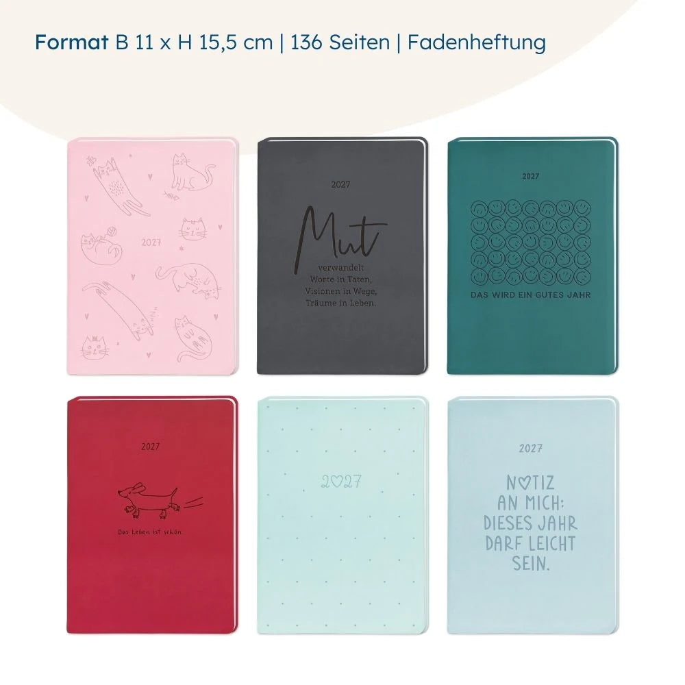 Terminplaner Lederlook 2027 Rosa – Ansicht