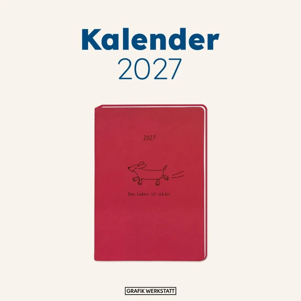 Terminplaner Lederlook 2027 Rot – Ansicht