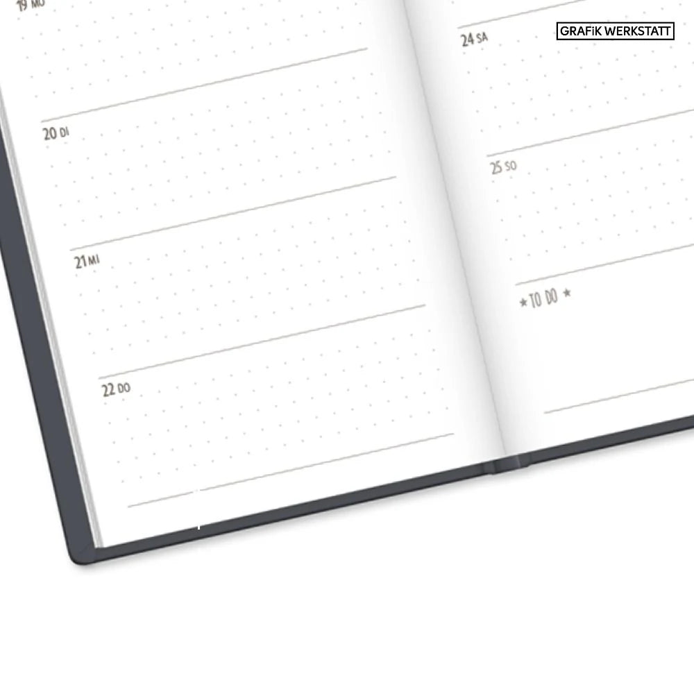 Terminplaner Lederlook 2027 Schwarz – Ansicht
