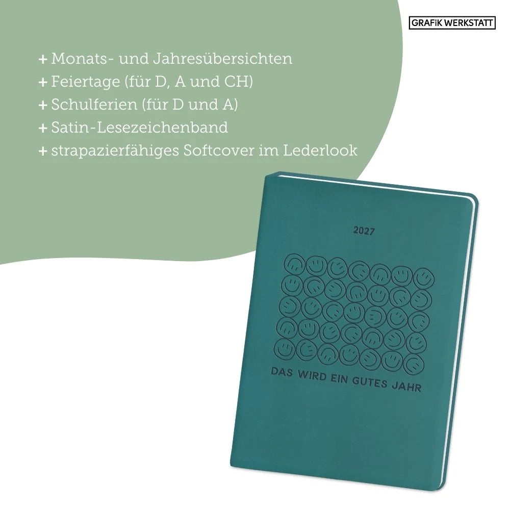 Terminplaner Lederlook 2027 Schwarz – Ansicht