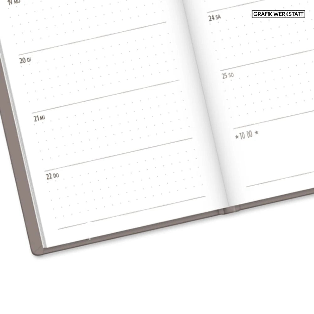 Terminplaner Lederlook 2027 Taupe – Ansicht