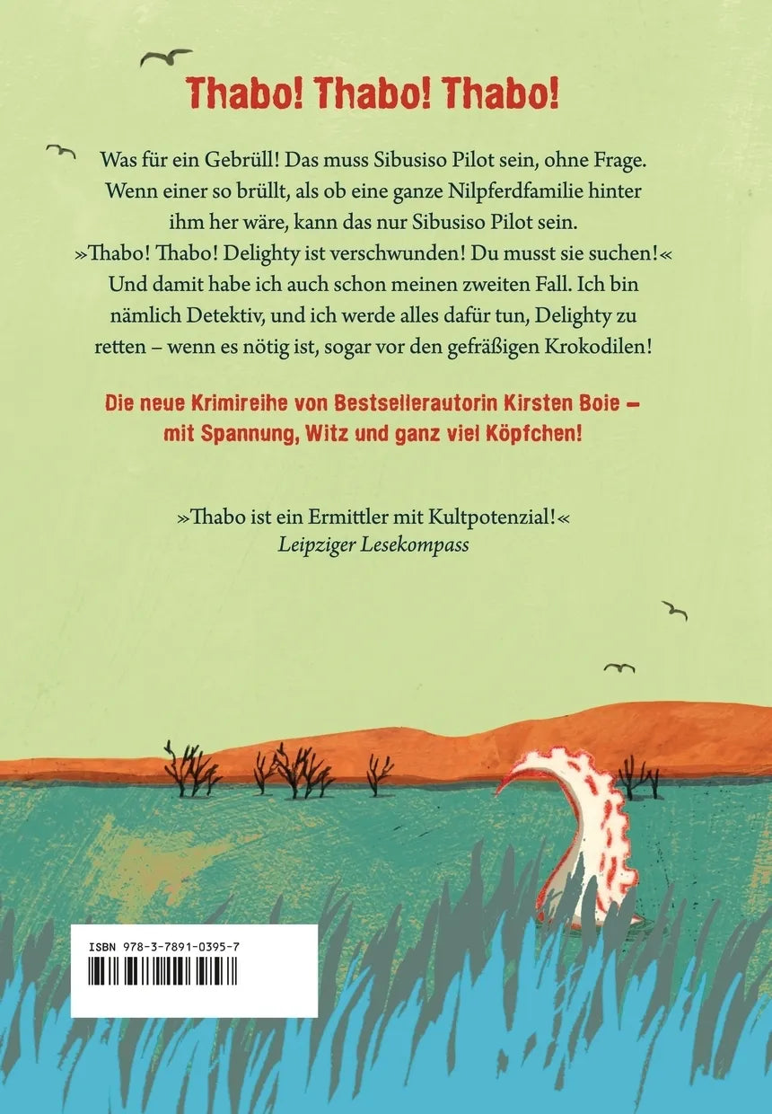 Buchrückseite von 'Thabo. Detektiv & Gentleman 2. Die Krokodil-Spur' mit Klappentext - Gebundene Ausgabe