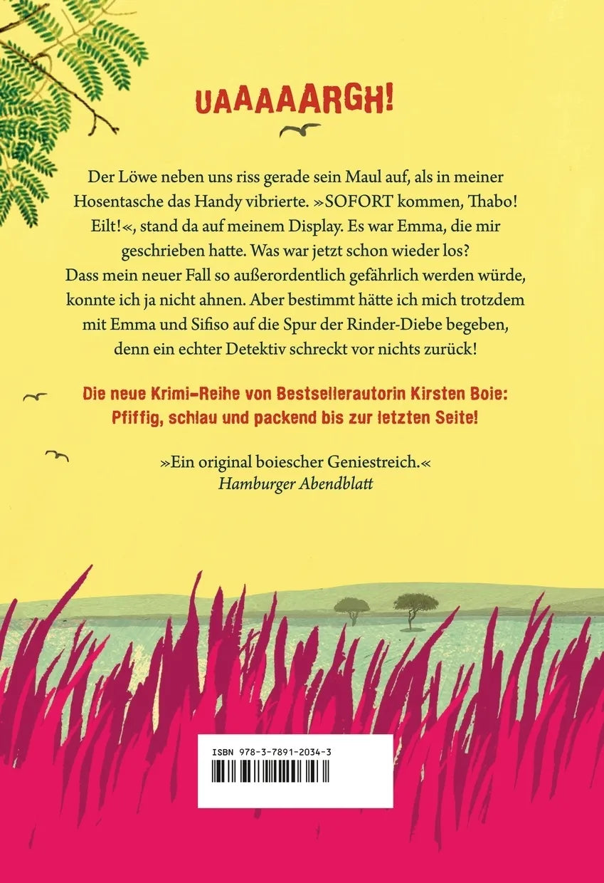 Buchrückseite von 'Thabo. Detektiv & Gentleman 3. Der Rinder-Dieb' mit Klappentext - Gebundene Ausgabe