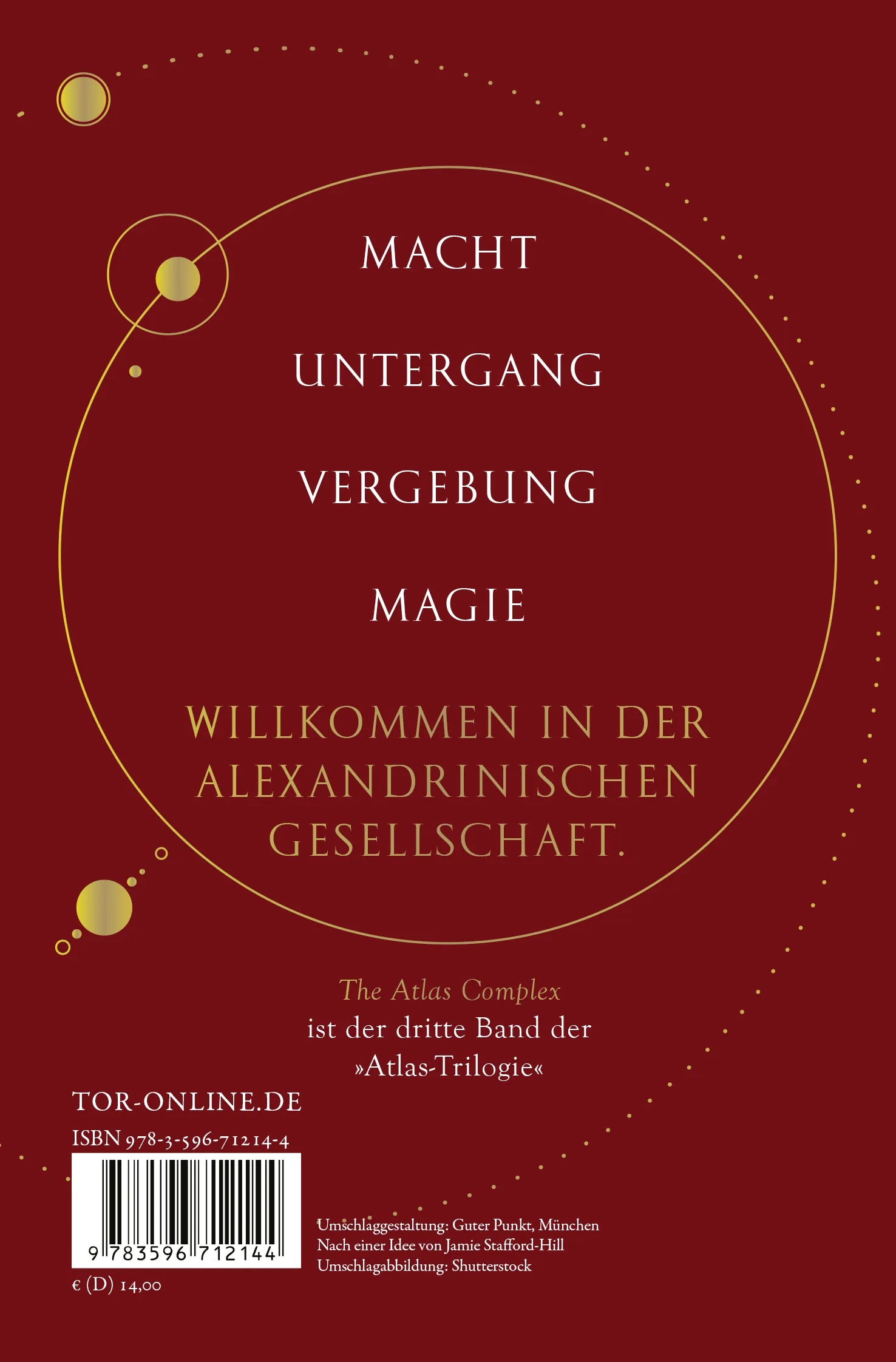 Buchrückseite von 'The Atlas Complex' mit Klappentext - Taschenbuch