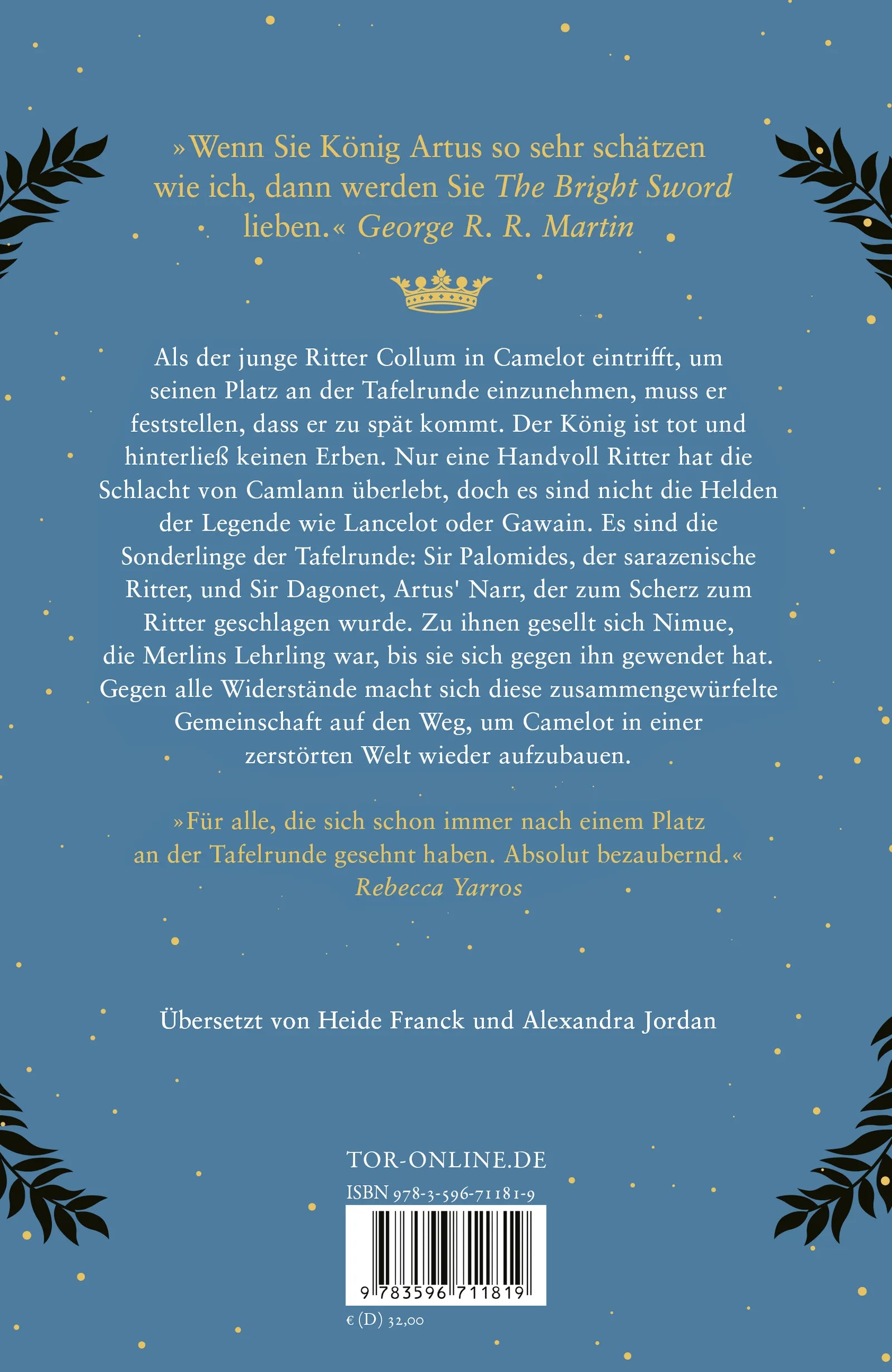 Buchrückseite von 'The Bright Sword' mit Klappentext - Gebundene Ausgabe