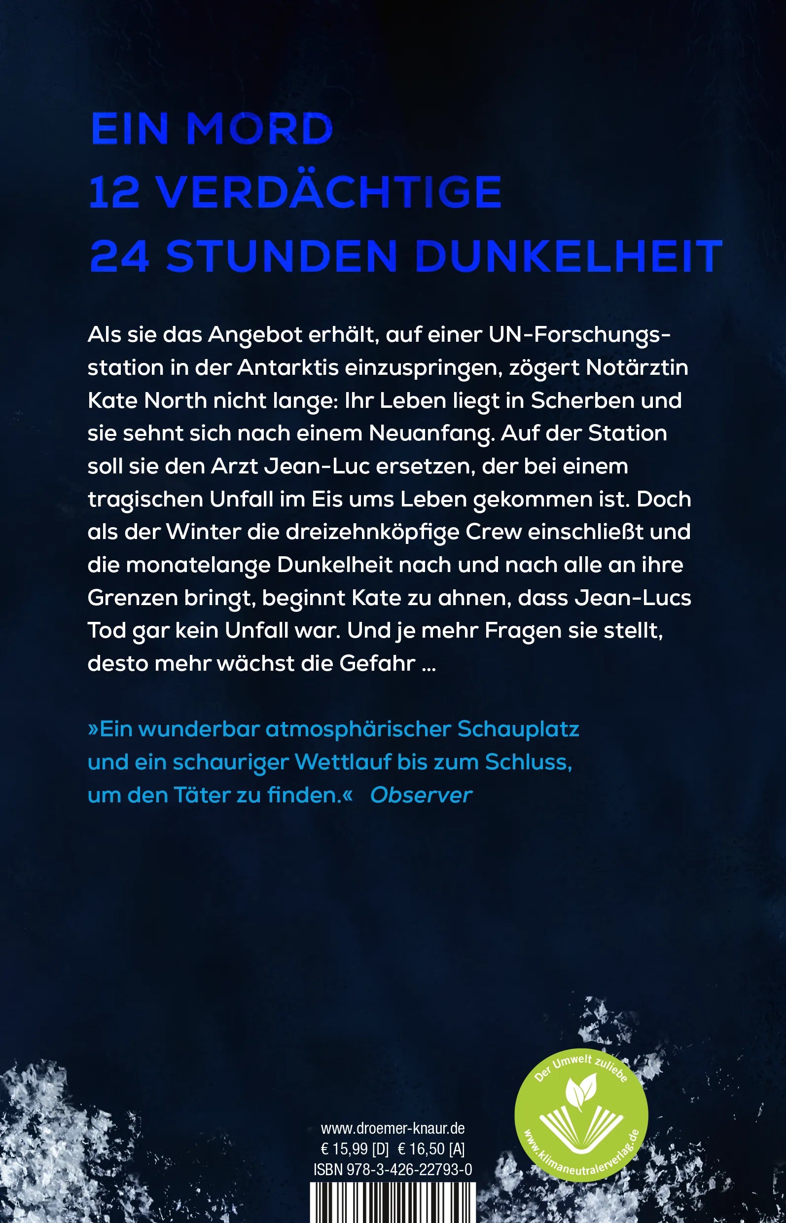 Buchrückseite von 'The Dark' mit Klappentext - Paperback