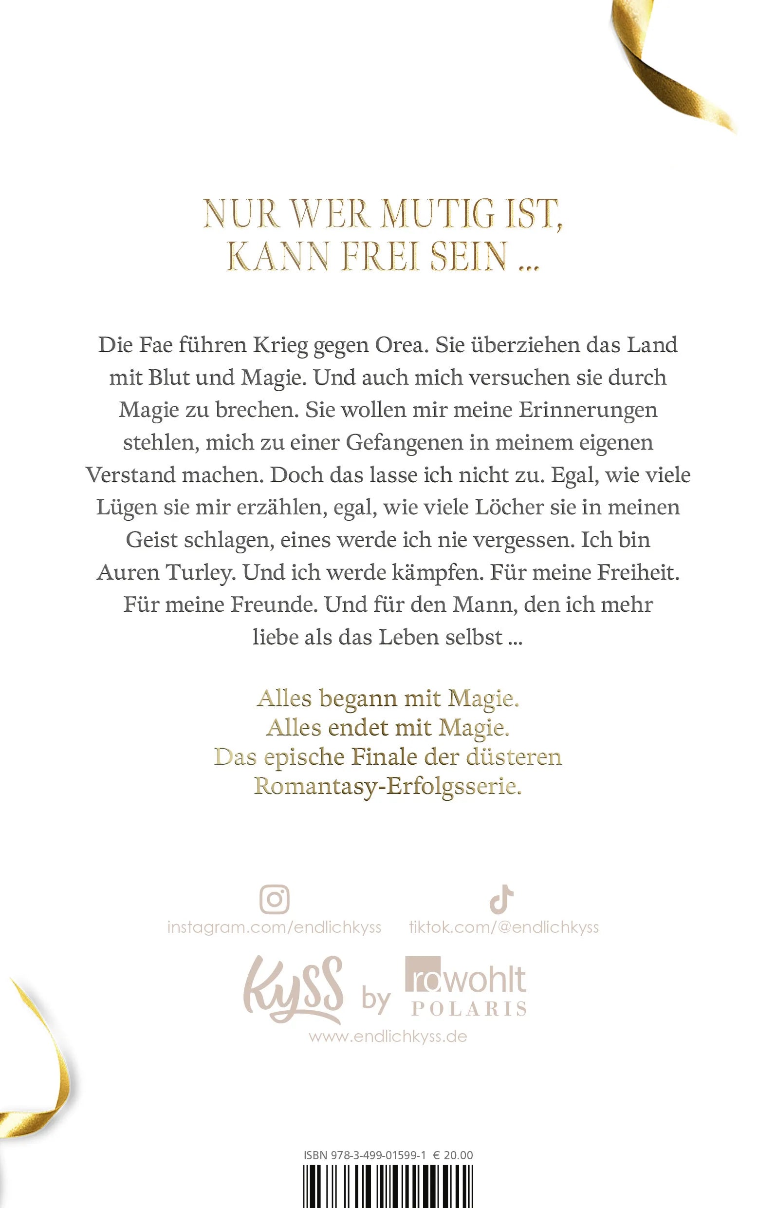 Buchrückseite von 'The Darkest Gold – Die Befreite' mit Klappentext - Paperback