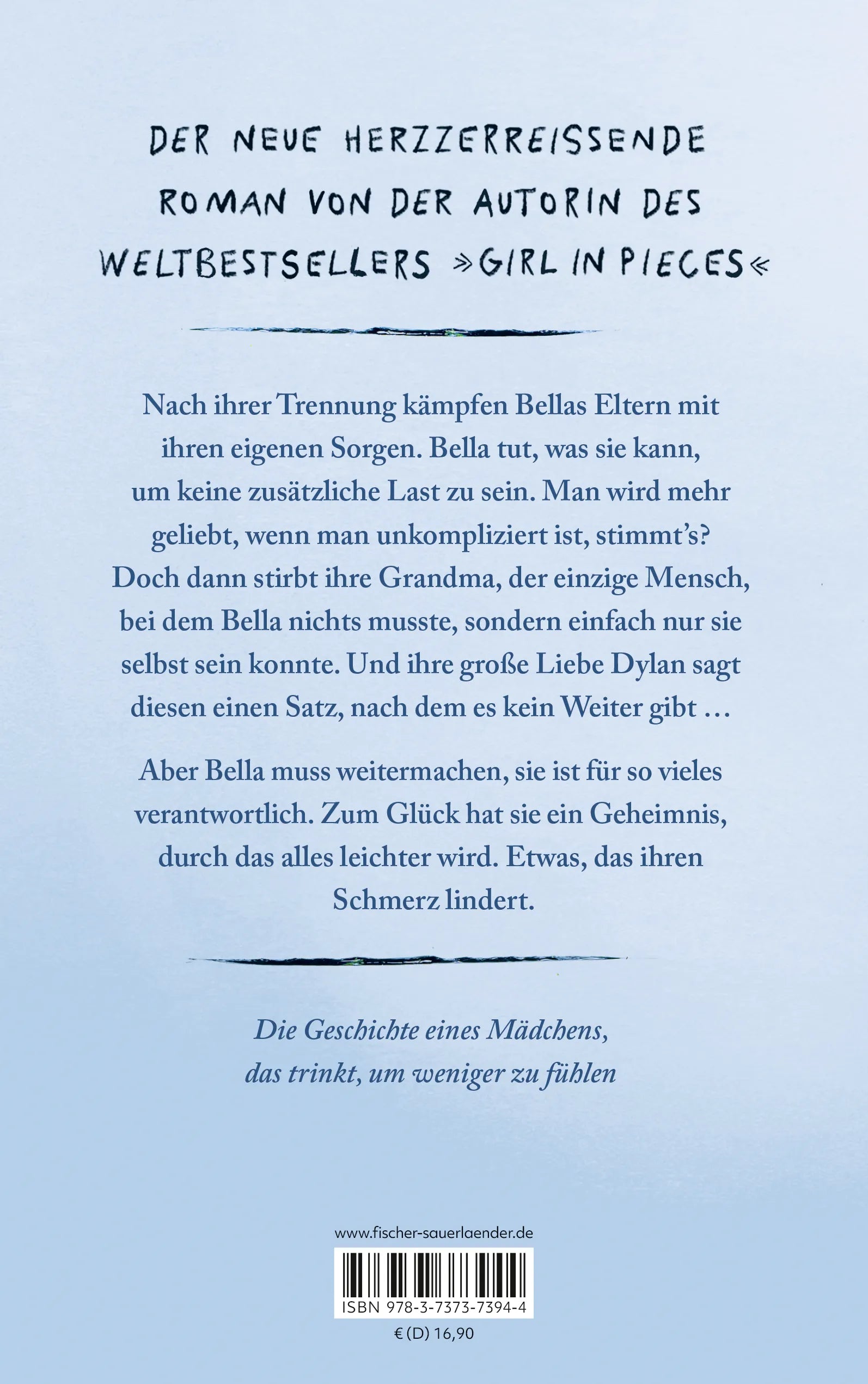 Buchrückseite von 'The Glass Girl' mit Klappentext - Paperback