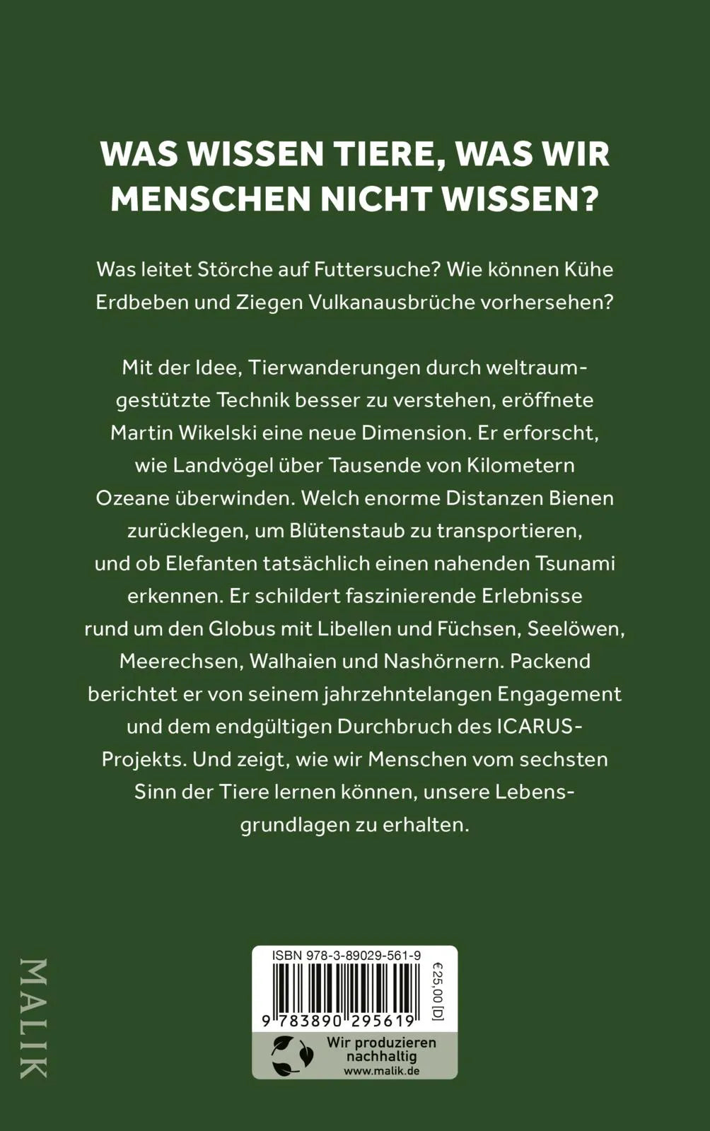 Buchrückseite von 'The Internet of Animals: Was wir von der Schwarmintelligenz des Lebens lernen können' mit Klappentext - Gebundene Ausgabe