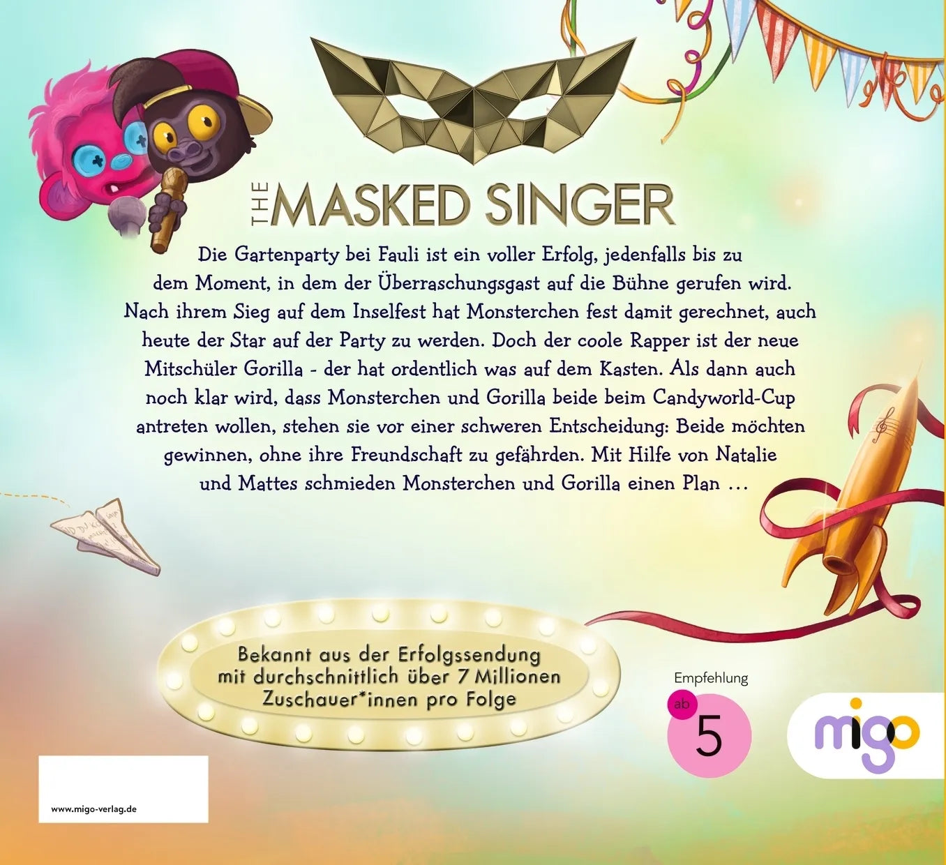 Buchrückseite von 'The Masked Singer 2. Ein monsterstarkes Team' mit Klappentext - Gebundene Ausgabe