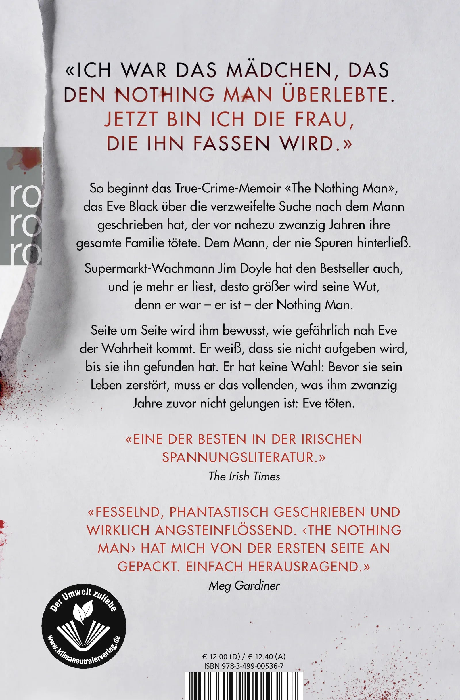 Buchrückseite von 'The Nothing Man' mit Klappentext - Taschenbuch