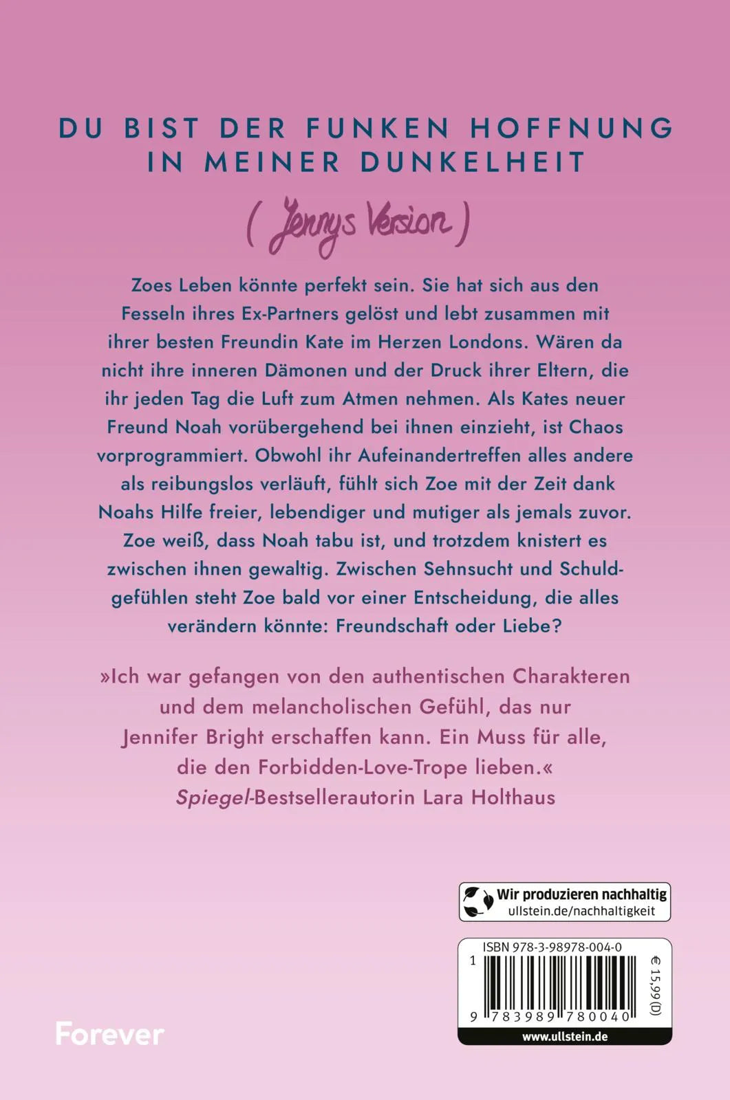 Buchrückseite von 'The Right Kind of Wrong' mit Klappentext - Paperback