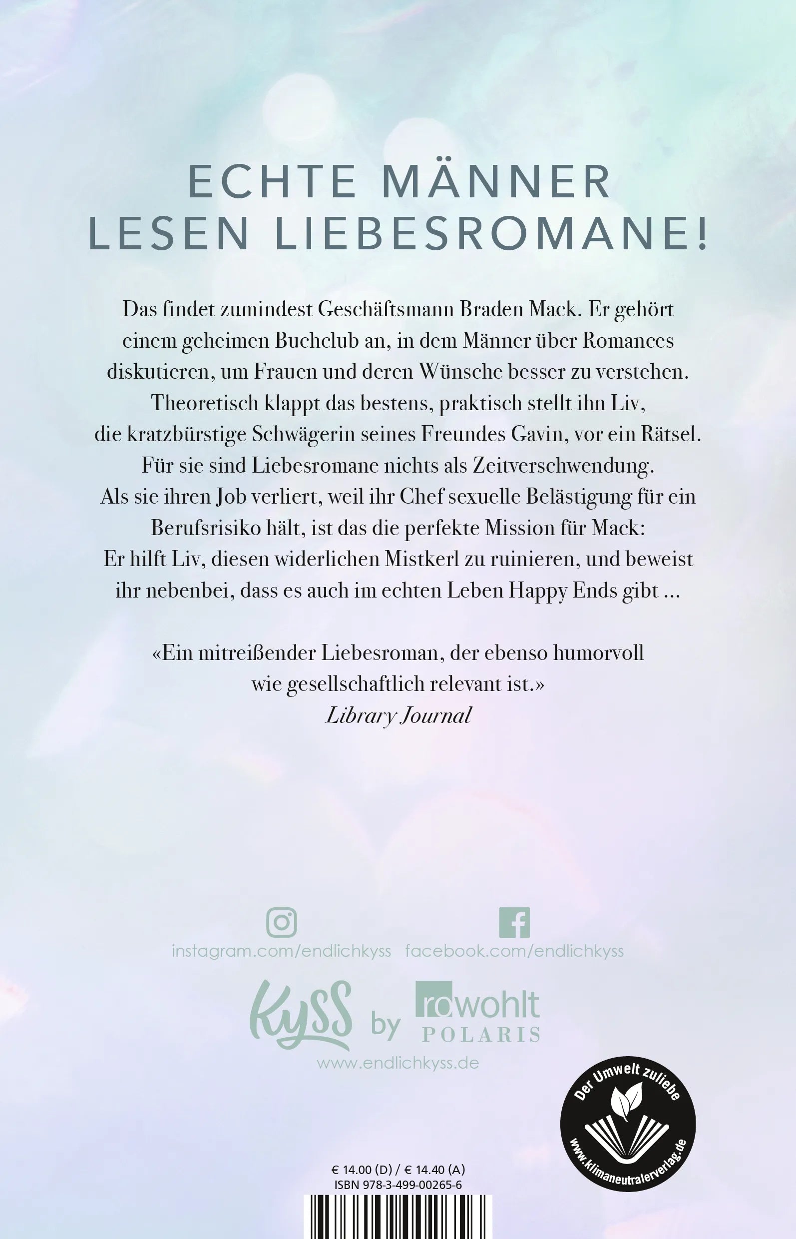 Buchrückseite von 'The Secret Book Club – Die Liebesroman-Mission' mit Klappentext - Paperback