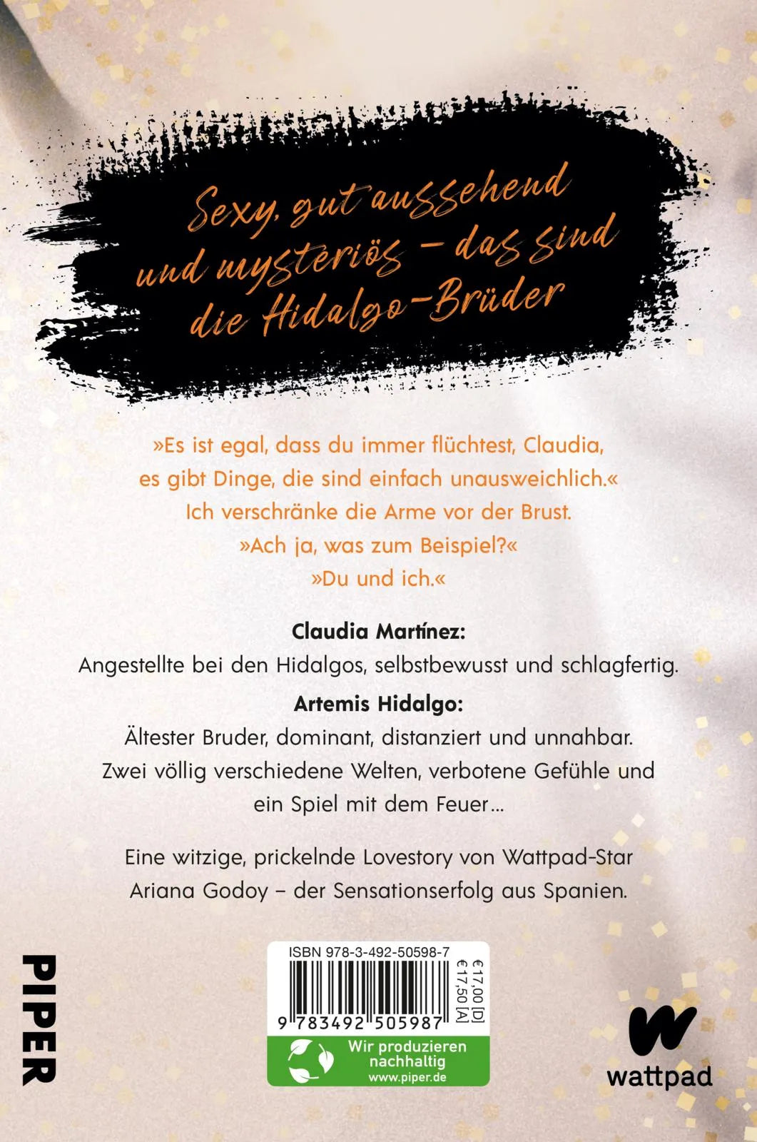 Buchrückseite von 'Through my Heart – Ich begehre nur dich' mit Klappentext - Paperback