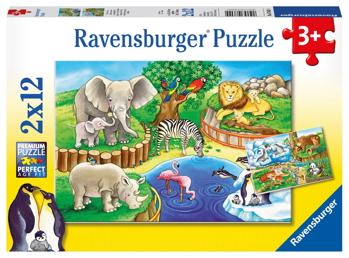 Kinderpuzzle: Kinderpuzzle 2x12 Teile - Tiere im Zoo
