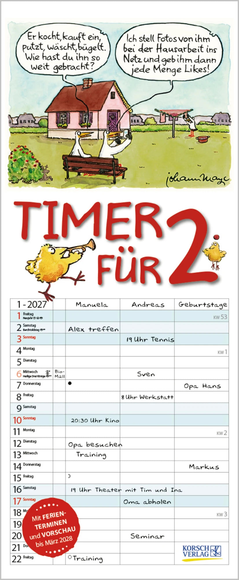 Taschenkalender: Timer für 2 2027