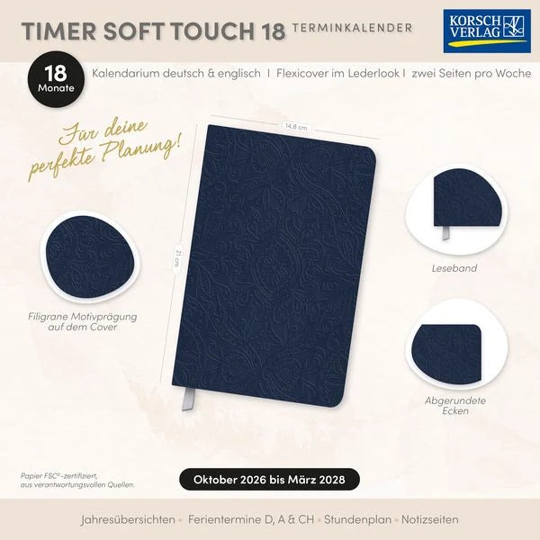 Timer Soft Touch 18 Monate dunkelblau 2027/2028 – Ansicht
