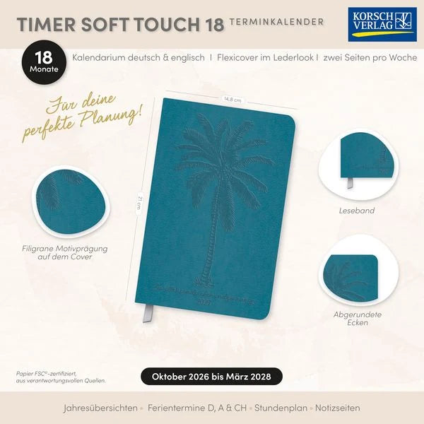 Timer Soft Touch 18 Monate petrol 2027/2028 – Ansicht