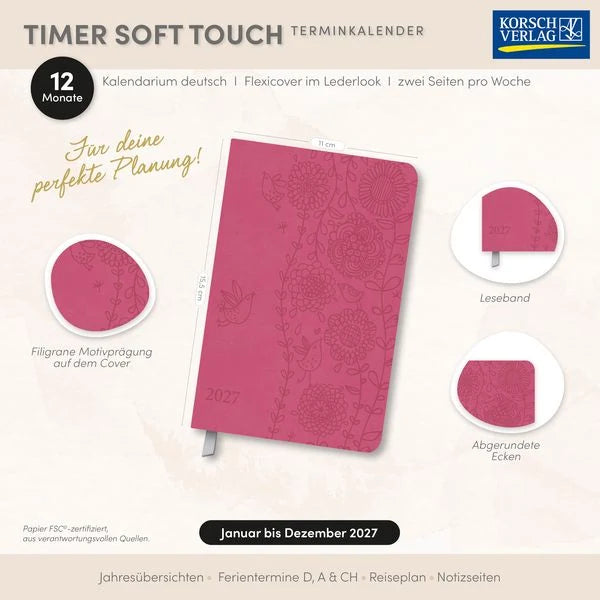 Timer Soft Touch pink 2027 – Ansicht