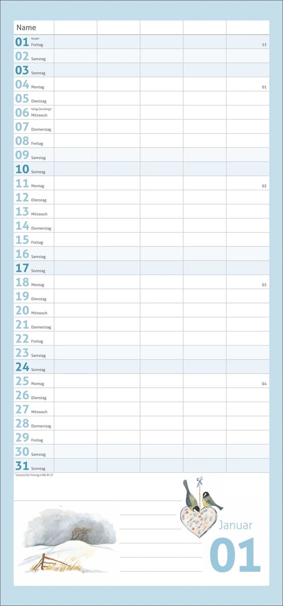 times&more Schaffner Familienplaner 2027 – Ansicht