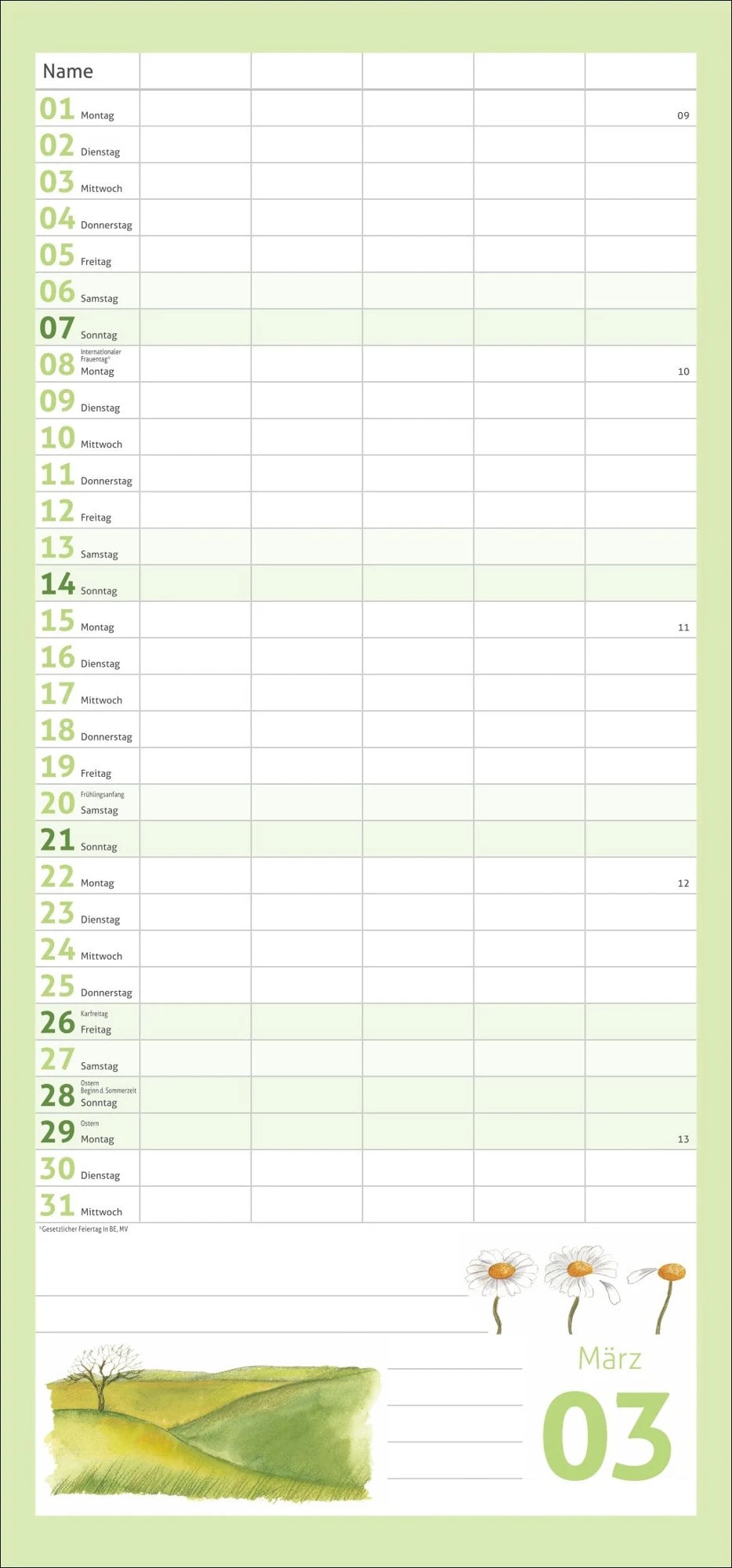 times&more Schaffner Familienplaner 2027 – Ansicht