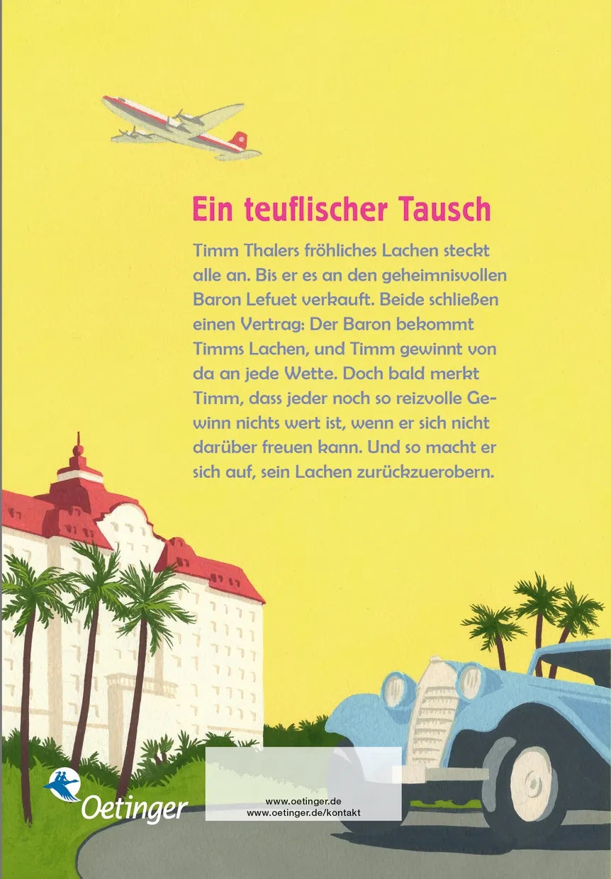 Buchrückseite von 'Timm Thaler oder Das verkaufte Lachen' mit Klappentext - Gebundene Ausgabe